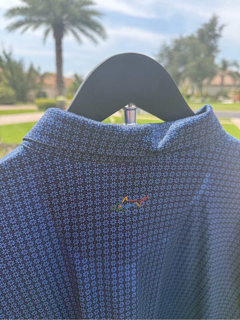 Greg Norman Collection Blue Micro-Pattern Performance Polo - Picture 2 of 13
